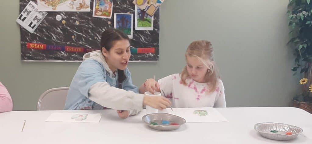 Girls working together in homeschool class
