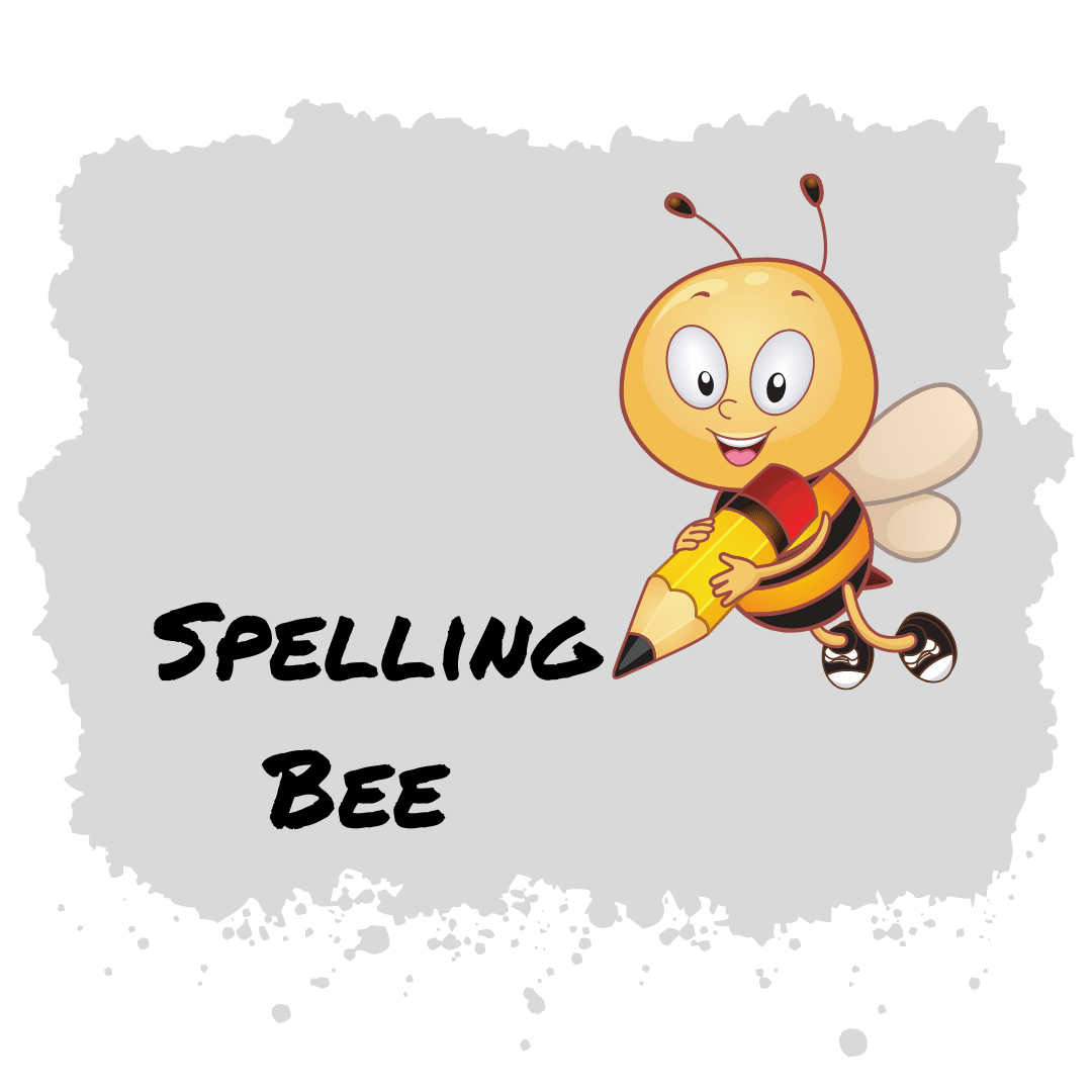Picture of a cartoon bee spelling words
